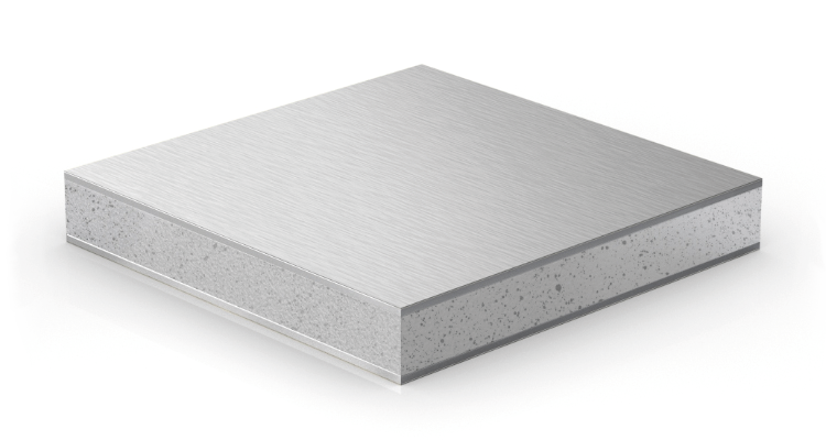 Product A2 Cross section of the A2 aluminium composite panel