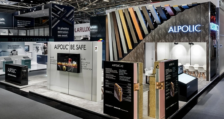 ALPOLIC™ auf der BAU 2019 – Messestand Messestand von ALPOLIC™ auf der BAU 2019 – Aufnahme aus der Vogelperspektive