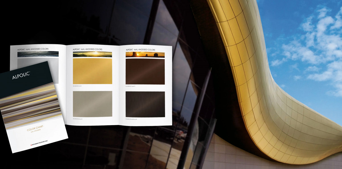 View of a house façade with the colour chart reAL Anodised