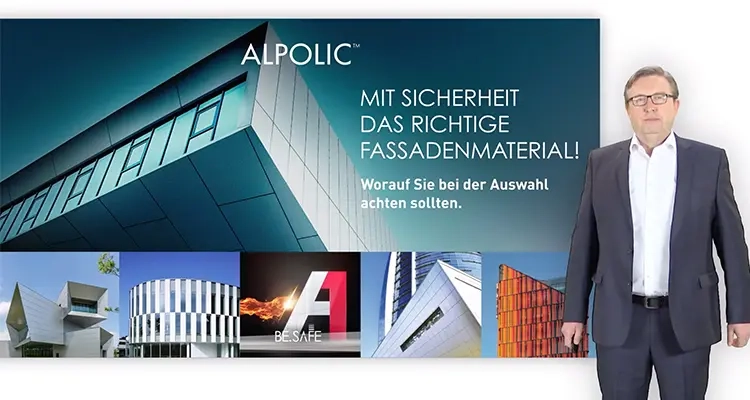 Fachvortrag von Thorsten Ortwein, Sales Manager von ALPOLIC, über die Auswahl von Fassadenmaterialien