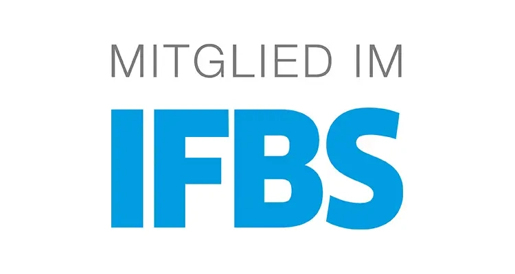 Logo Mitglieg im IFBS in blau auf einem weißen Hintergrund