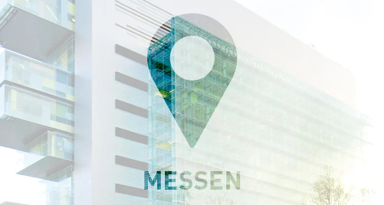 Ansicht des Gebäudes Civil Justice in Manchester, United Kingdom mit integriertem Icon Messen