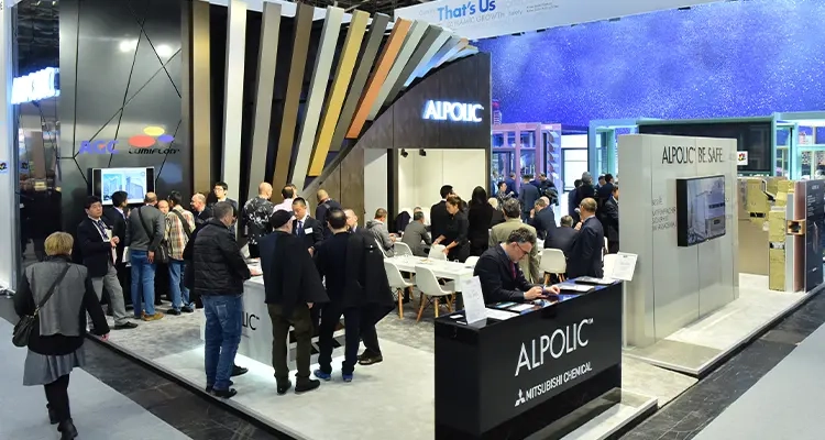 ALPOLIC™ – Messestand auf der BAU 2019 Messestand ALPOLIC™ kurz nach Eröffnung des Messetages
