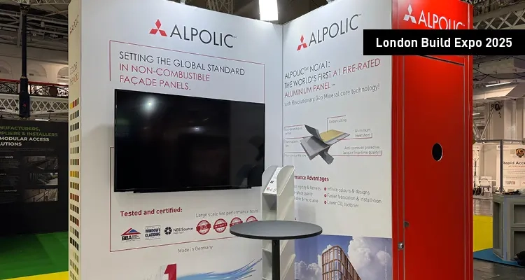 ALPOLIC™ auf der London Build Expo 2025 Ansicht des Messestandes von ALPOLIC™ auf der London Build Expo 2025