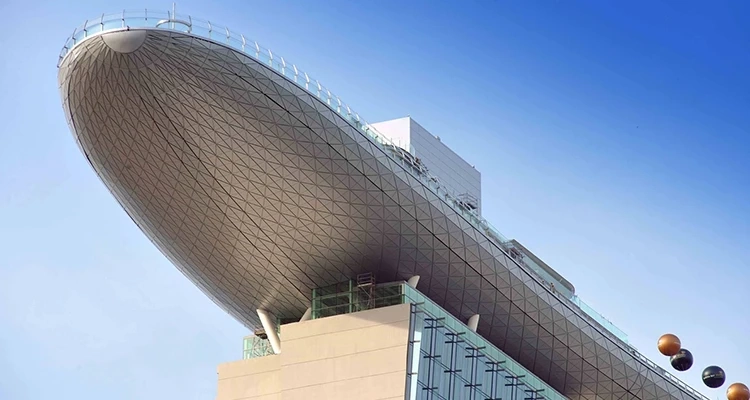 Photograph of the tip of the roof of Marina Bay Sands, Singapore