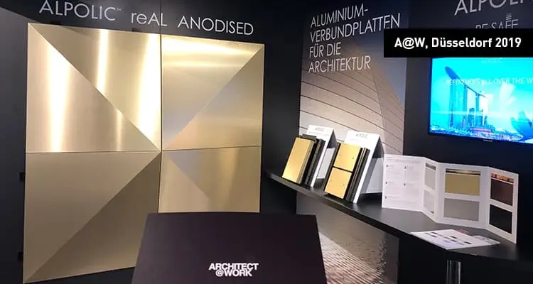 ALPOLIC auf der A@W in Düsseldorf 2019 Ansicht des Messestandes von ALPOLIC auf der Architect@Work 2019 in Düsseldorf