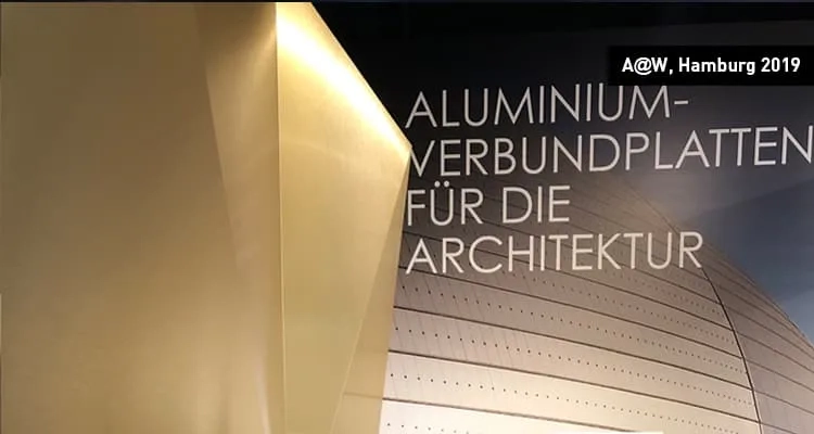 ALPOLIC™: A@W 2019 in Hamburg Aluminium-Verbundplatten auf den Messewänden mit Kassettensystem