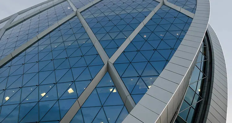 Detail of a photograph of the Aldar headquarters in Abu-Dhabi 