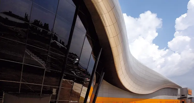 Photography of the building facade of the Oz Shopping Center, Russia